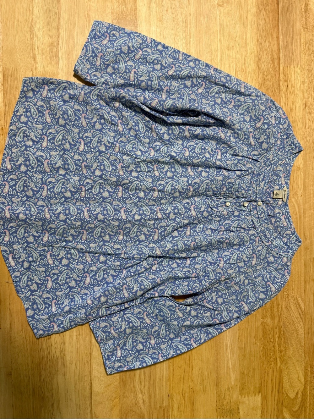 L.L.Bean Women’s Blue Paisley Print Long Sleeve Blouse Top Small Regular - Picture 2 of 6